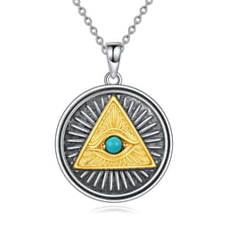 image-Sterling Silver Eye of Horus Pendant Necklace Pyramid Egyptian Jewelry