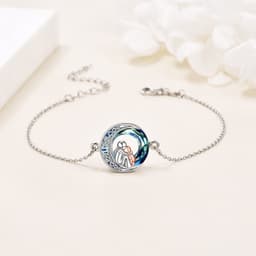 image-Sterling Silver Girls Dog Adjustabl Bracelet Jewelry Gift with Crystal