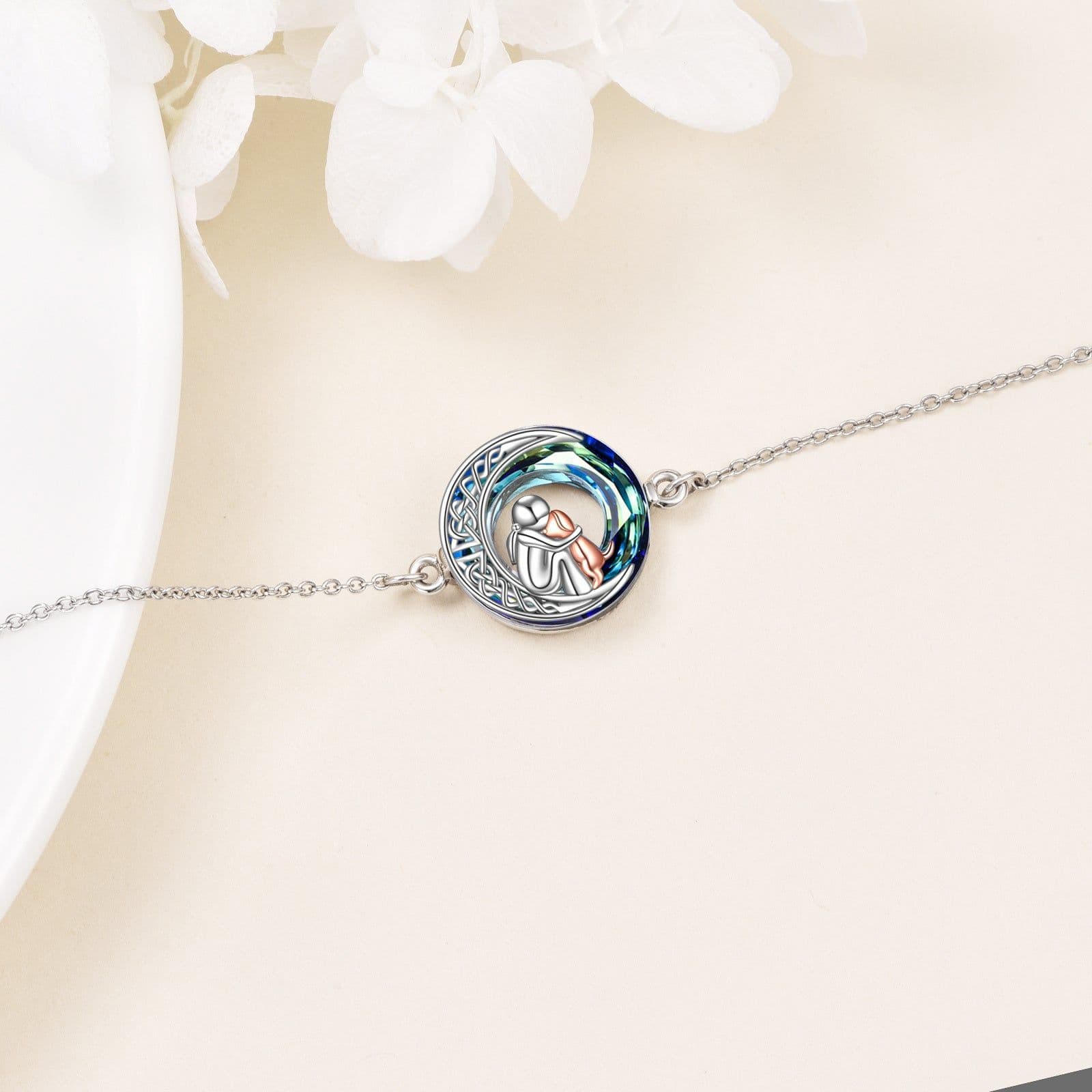 image-Sterling Silver Girls Dog Adjustabl Bracelet Jewelry Gift with Crystal
