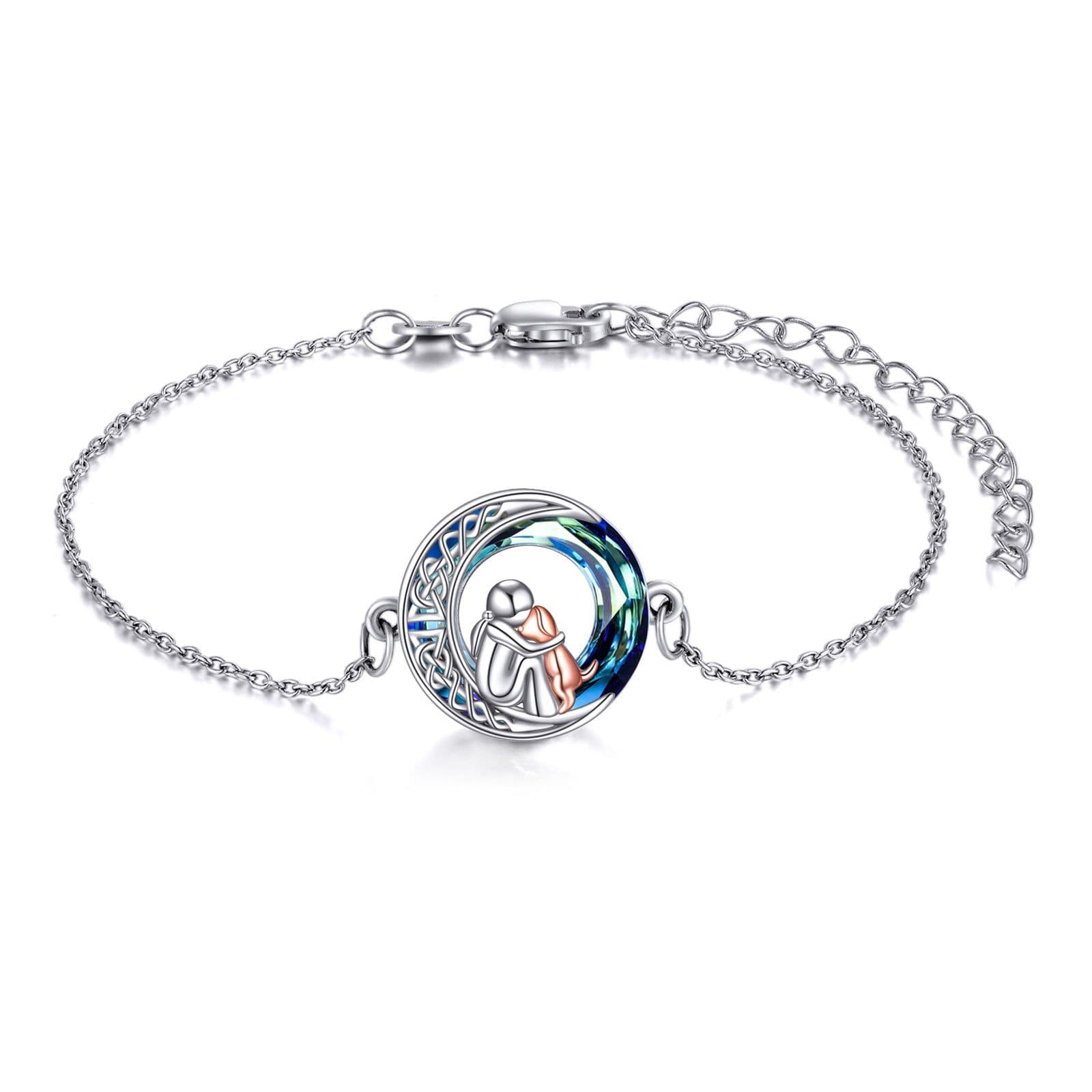 image-Sterling Silver Girls Dog Adjustabl Bracelet Jewelry Gift with Crystal