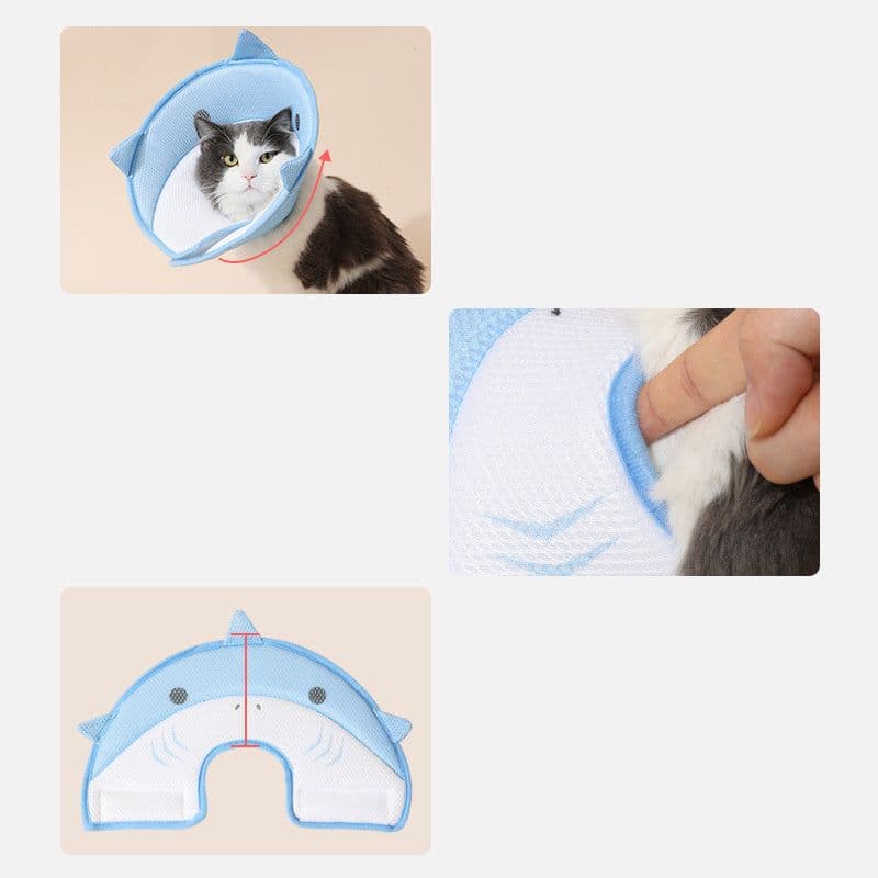 image-Soft Cat Recovery Collar Cat Cone Collar Nonwoven Fabric Elizabethan Collar Loops-Protective Wound Healing Specially Designed For Cats And Puppies - Easy To Eat And Drink