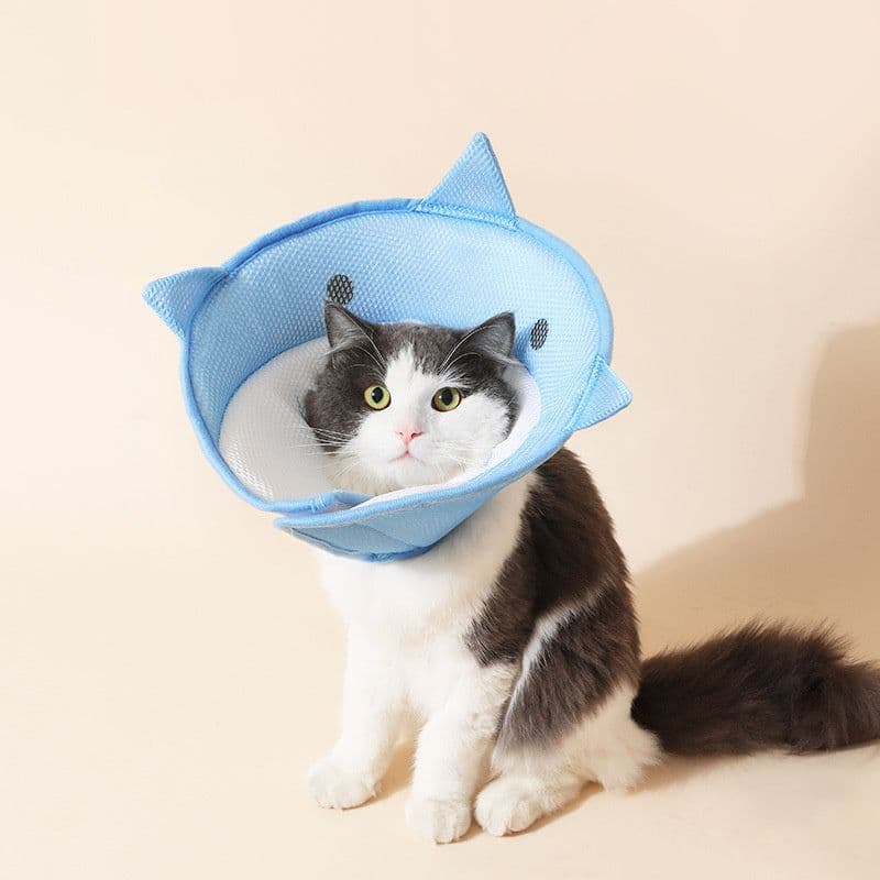 image-Soft Cat Recovery Collar Cat Cone Collar Nonwoven Fabric Elizabethan Collar Loops-Protective Wound Healing Specially Designed For Cats And Puppies - Easy To Eat And Drink