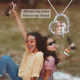 image-Sister Necklace Sterling Silver Always My Sister Forever My Friend Sisters Birthday Gifts