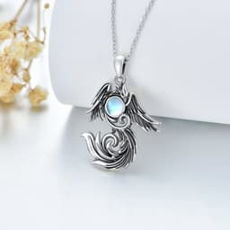 image-Moonstone Phoenix Necklace 925 Sterling Silver as Gifts for Women and Men