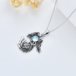 image-Moonstone Phoenix Necklace 925 Sterling Silver as Gifts for Women and Men