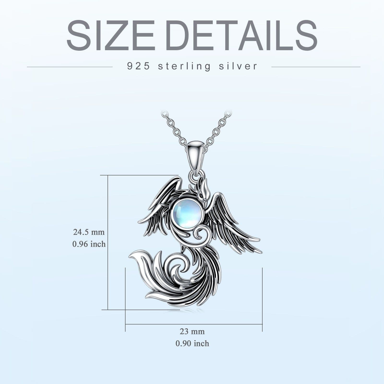 image-Moonstone Phoenix Necklace 925 Sterling Silver as Gifts for Women and Men