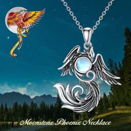 image-Moonstone Phoenix Necklace 925 Sterling Silver as Gifts for Women and Men