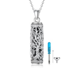 image-Tree Of Life Urn Necklace S925 Sterling Silver Urn Necklace Ash Necklace For Human