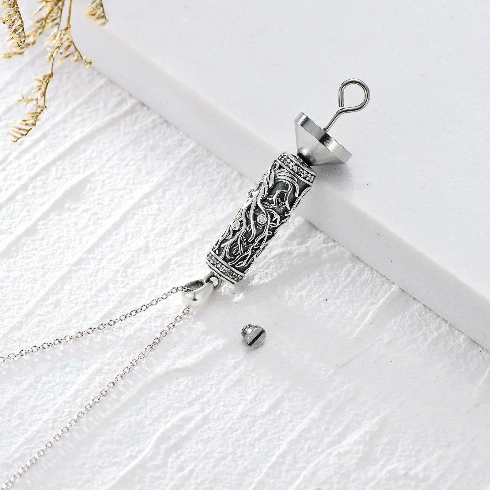 image-Tree Of Life Urn Necklace S925 Sterling Silver Urn Necklace Ash Necklace For Human