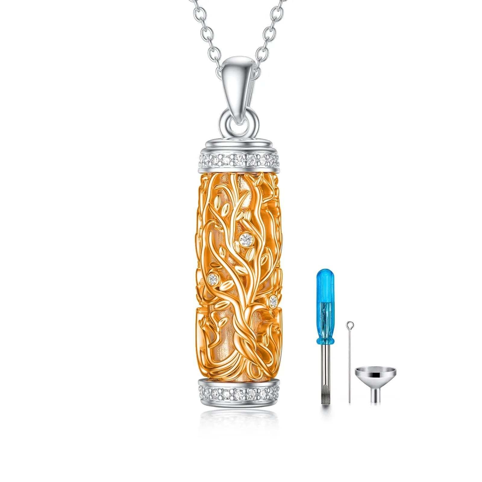 image-Tree Of Life Urn Necklace S925 Sterling Silver Urn Necklace Ash Necklace For Human