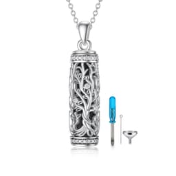 image-Tree Of Life Urn Necklace S925 Sterling Silver Urn Necklace Ash Necklace For Human