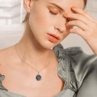 image-Tree of Life Photo Locket Urn Cremation Necklace Sterling Silver Retro Silver