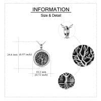 image-Tree of Life Photo Locket Urn Cremation Necklace Sterling Silver Retro Silver