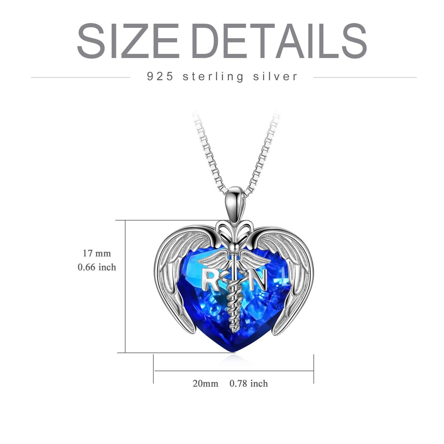image-Nurse Gifts 925 Sterling Silver Caduceus Nurse Heart Necklace for Registered Nurse