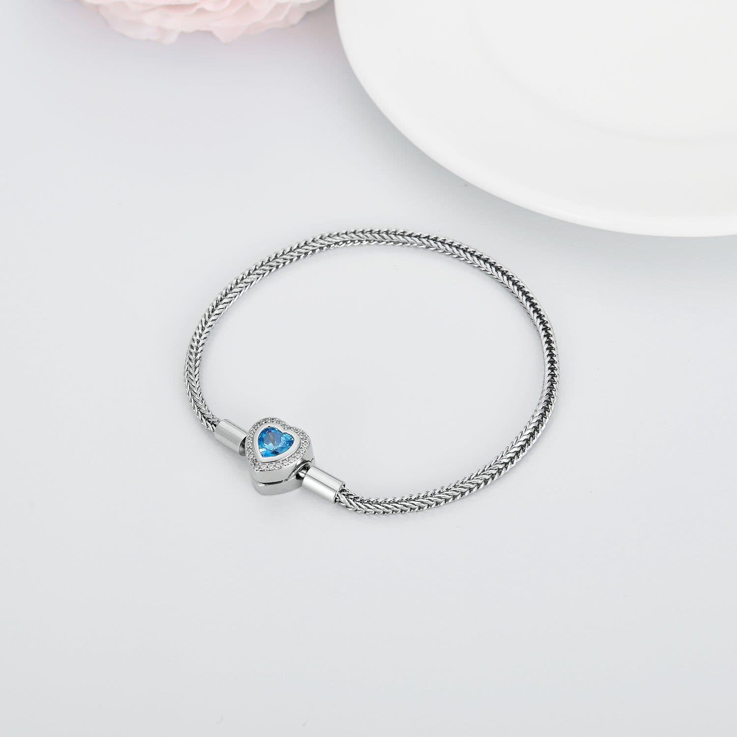 image-925 Sterling Silver Heart Bead Charm Net Chain for Bracelet