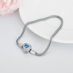 image-925 Sterling Silver Heart Bead Charm Net Chain for Bracelet