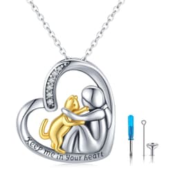 image-Cat Urn Heart Cremation Jewelry Keepsake Memorial Necklace for Women Keep Me in Your Heart