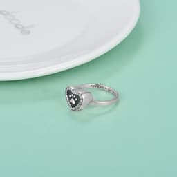 image-Sterling Silver Heart Urn for Ashes Dog Cat Paw Keepsake Cremation Ring Jewelry