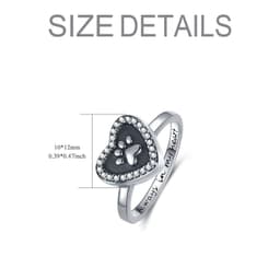 image-Sterling Silver Heart Urn for Ashes Dog Cat Paw Keepsake Cremation Ring Jewelry