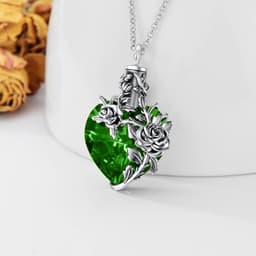 image-Sterling Silver Rose Flower Ashes Urn Necklace For Women As Memorial Jewelry