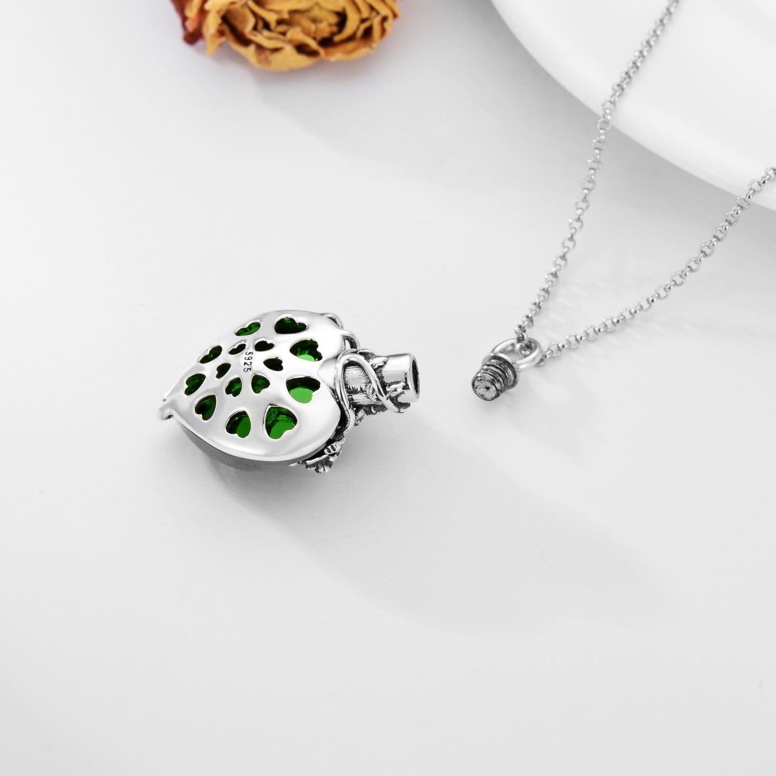 image-Sterling Silver Rose Flower Ashes Urn Necklace For Women As Memorial Jewelry