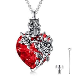 image-Sterling Silver Rose Flower Ashes Urn Necklace For Women As Memorial Jewelry