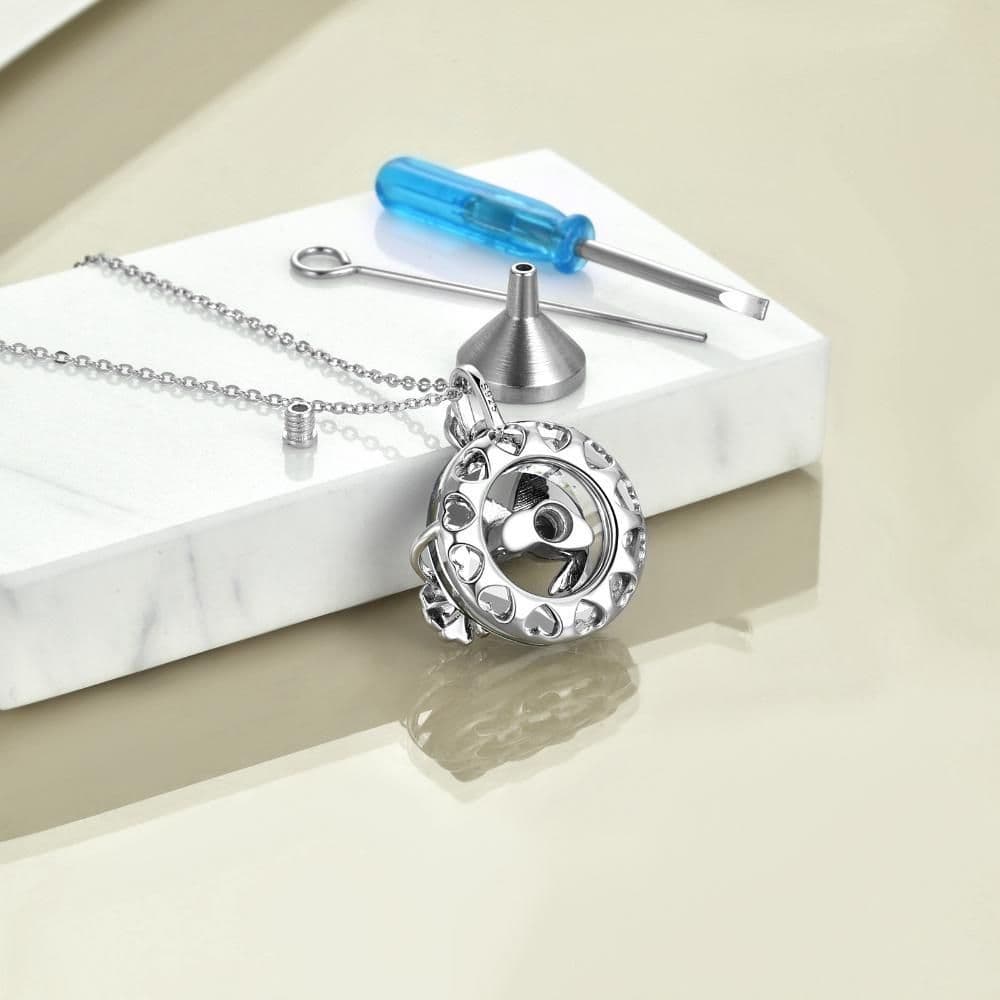 image-Hummingbird Urn Necklace for Ashes for Women with Crystal Sterling Silver
