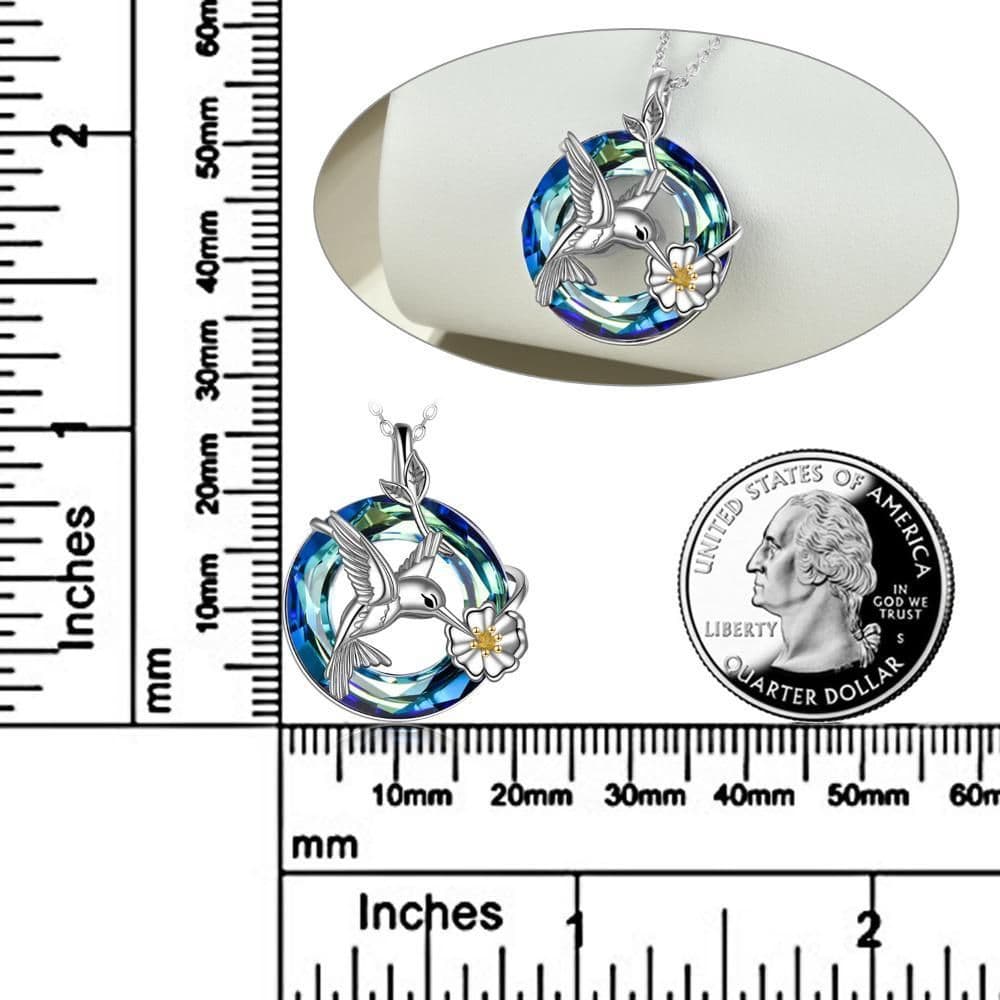 image-Hummingbird Urn Necklace for Ashes for Women with Crystal Sterling Silver