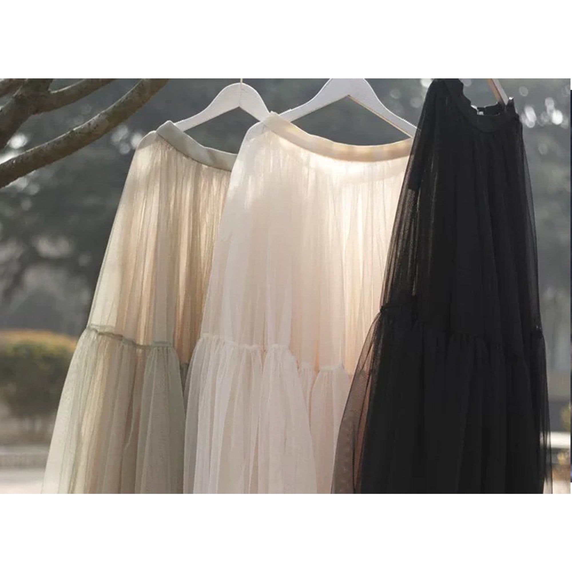 image-Black Mesh Maxi Hem Skirt, Maxi Dress, Mid-length Skirt, Design Sense Gauze Skirt, Big Swing Skirt, Spring Clothing, Womens Clothing