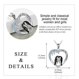 image-Sterling Silver I Love You Forever Heart Penguin Pendant Necklace
