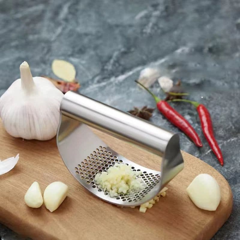image-Multi-function Manual Garlic Press Stainless Steel Garlic Presse Curved Garlic Grinding Slicer Chopper Home Cooking Gadgets Tool