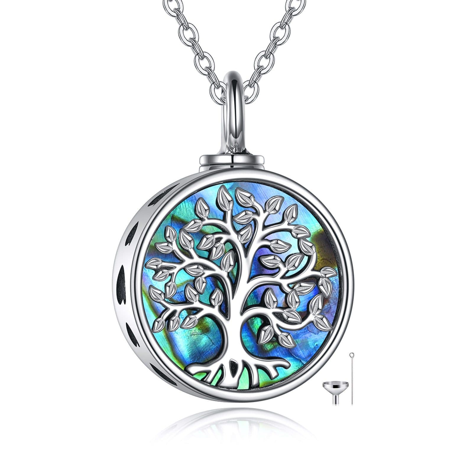 image-Sterling Silver Tree of Life Urn Necklaces for Ashes Cremation Jewelry