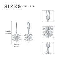 image-Sterling Silver Zirconia Snowflake Leverback Dangle Drop Earrings Jewelry