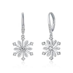 image-Sterling Silver Zirconia Snowflake Leverback Dangle Drop Earrings Jewelry