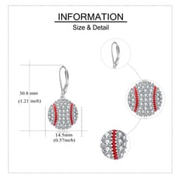 image-Sterling Silver Baseball Earrings Leverback Dangle Drop Earrings Sports Jewelry