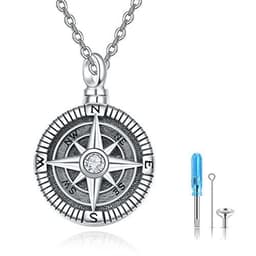 image-Urn Necklaces Compass 925 Sterling Sliver Keepsake Urns Pendant Ashes Jewelry