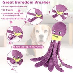 image-Dog Snuffle Toy Dog Plush Octopus Toys, Dog Puzzle Games Interactive Puppy Toys Chew Toys Slow Feeding Games