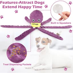 image-Dog Snuffle Toy Dog Plush Octopus Toys, Dog Puzzle Games Interactive Puppy Toys Chew Toys Slow Feeding Games
