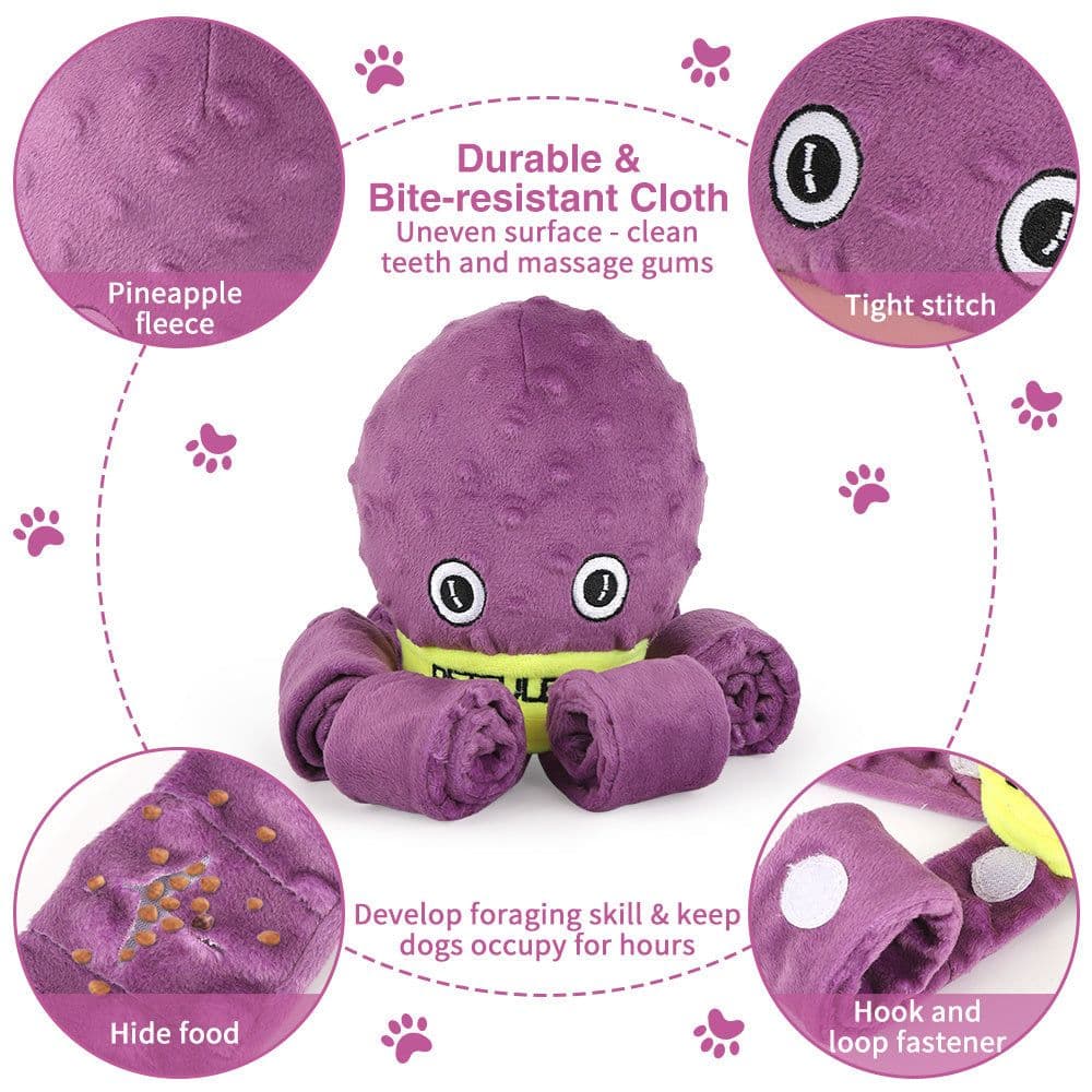 image-Dog Snuffle Toy Dog Plush Octopus Toys, Dog Puzzle Games Interactive Puppy Toys Chew Toys Slow Feeding Games