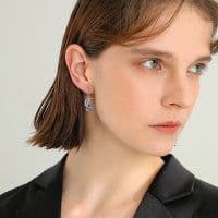image-Sterling Silver Mermaid Dangle Drop Earrings Crescent Moon Jewelry