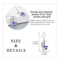 image-Sterling Silver Mermaid Dangle Drop Earrings Crescent Moon Jewelry
