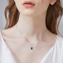 image-925 Sterling Silver Green Crystal Turtle Necklace for Women