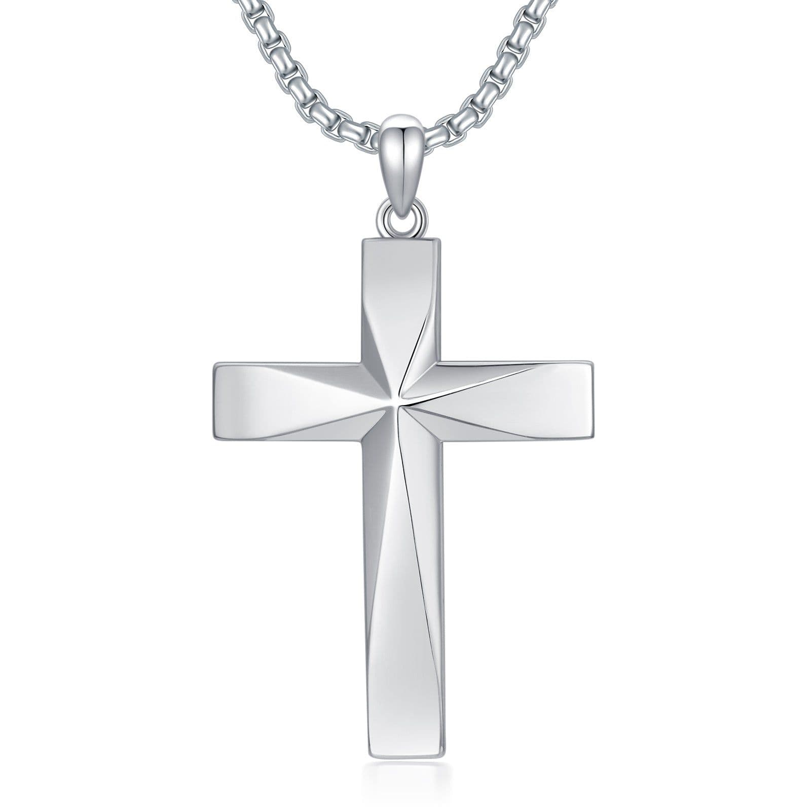 image-925 Sterling Silver Cross Pendant Necklace With Christian Bible Verse