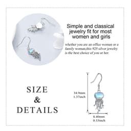 image-Sterling Silver Ocean Jellyfish Moonstone Dangle Earrings Jewelry Gifts for Women