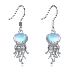 image-Sterling Silver Ocean Jellyfish Moonstone Dangle Earrings Jewelry Gifts for Women