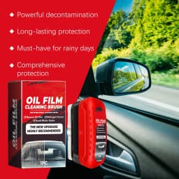 image-Automotive Oil Film Cleaning Brush, Windshield Cleaner Tool, All In One Wipe On Oil Film Remover, Car Glass Oil Film Cleaner With Reusable Foam Sprayer