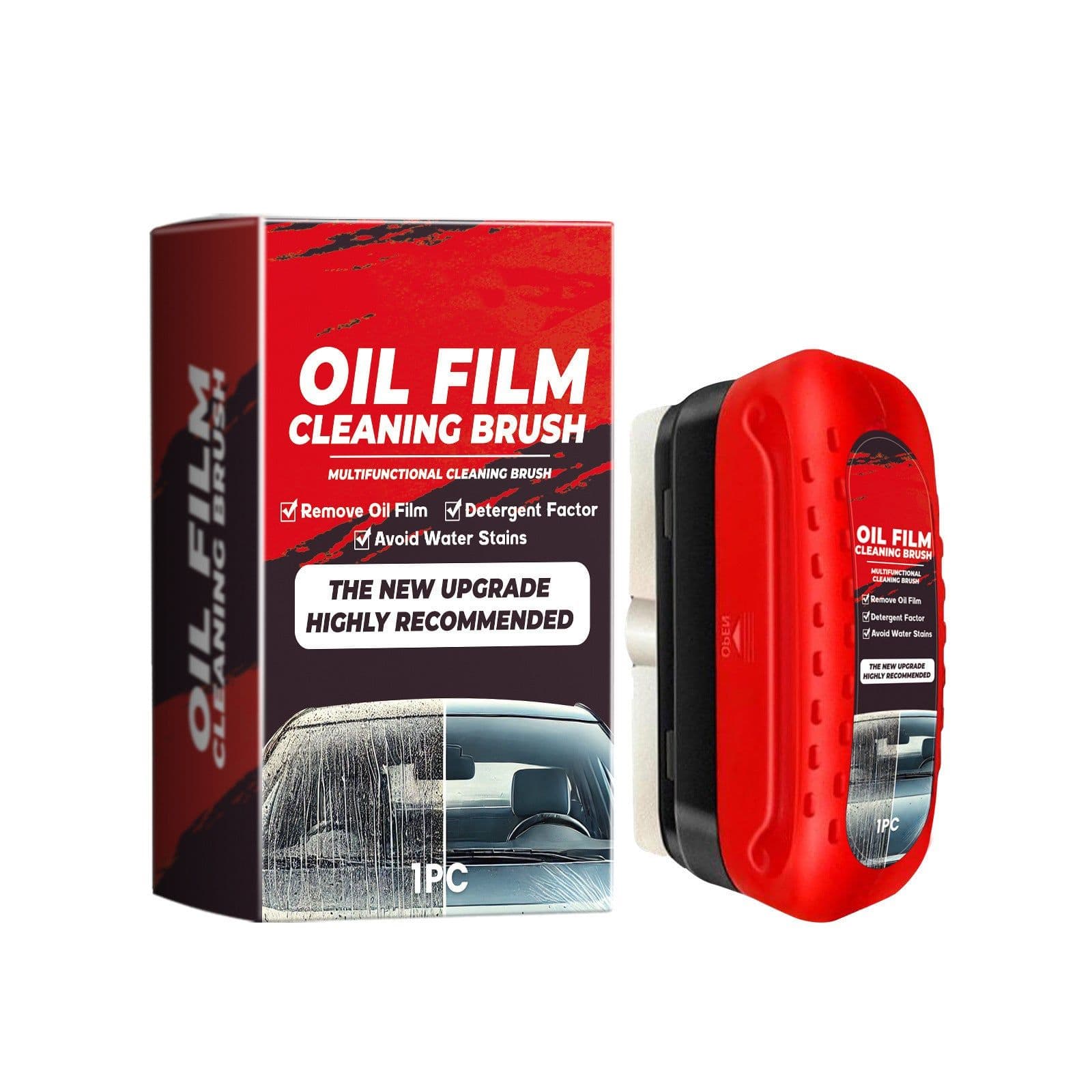 image-Automotive Oil Film Cleaning Brush, Windshield Cleaner Tool, All In One Wipe On Oil Film Remover, Car Glass Oil Film Cleaner With Reusable Foam Sprayer