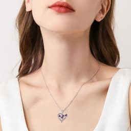 image-Purple Dragonfly Pendant Necklace in White Gold Plated Sterling Silver