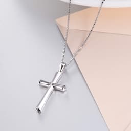 image-Sterling Silver Religious Cross Pendant Faith Hope Love Necklace Birthday Jewelry Gifts Unisex