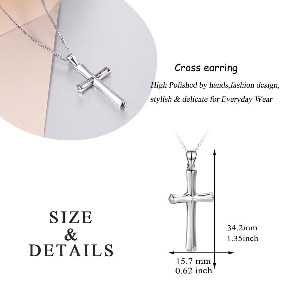 image-Sterling Silver Religious Cross Pendant Faith Hope Love Necklace Birthday Jewelry Gifts Unisex